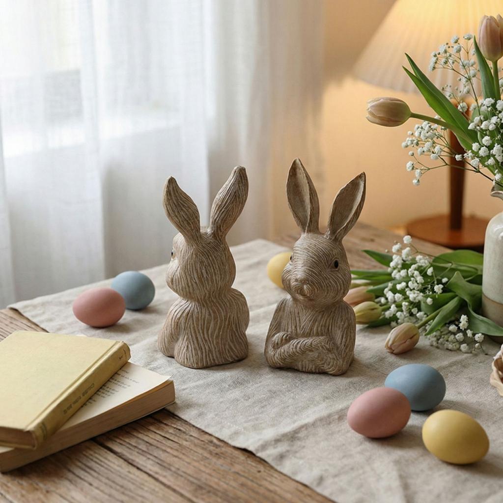 Osterhase Osterdekoration, Vintage Gold Harz Hasenstatue Heimdekoration Geschenk