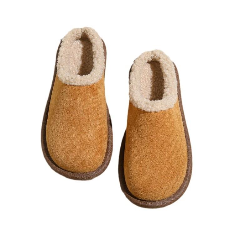 Soft leather version~ cotton slippers women's winter 2025 new outer wear non-slip waterproof warm hair drag pregnant women Boken shoes