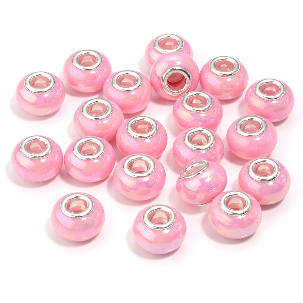 20 Stück Runde Harzperlen Keramikfarbe Beschichtet Farbe Großes Loch Lose Perlen Für Schmuckherstellung DIY Halskette Armband Ohrring Dekoration
