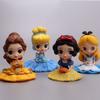 9cm Disney Anime Q Version Snow White Princess Alice in Wonderland Ariel Cinderella Princess Belle PVC Figure Model Toy Gift