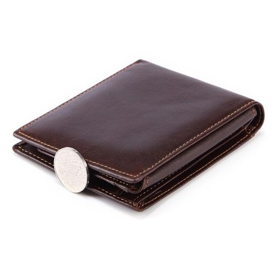 RFID Blocking Men Wallet Vintage Faux Leather Bi-fold Wallet with ID Window Coin Pocket Portable Folding Anti-Theft Credit Card Holder