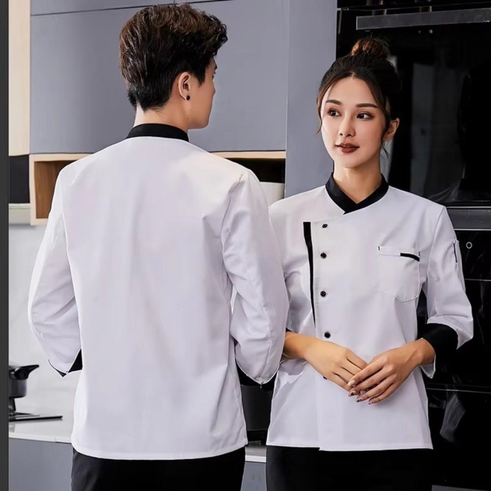 Western Style Chef Jacket Long Sleeve Kitchen Work Clothes Chef Uniform  Fast Food Service