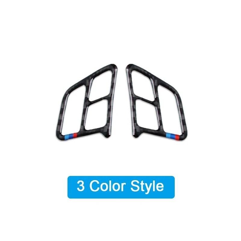 2PCS Carbon Fiber Car Steering Wheel Button Frame Decorative Stickers Interior Accessories For BMW 3 Series E90 E92 2005-2012