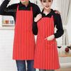 Oil-proof Chef Apron Waterproof Cleaning Bib Stripe Design Adjustable Polyester Cotten with Tool Pockets Wear-resistant for Men Women Oil Stain