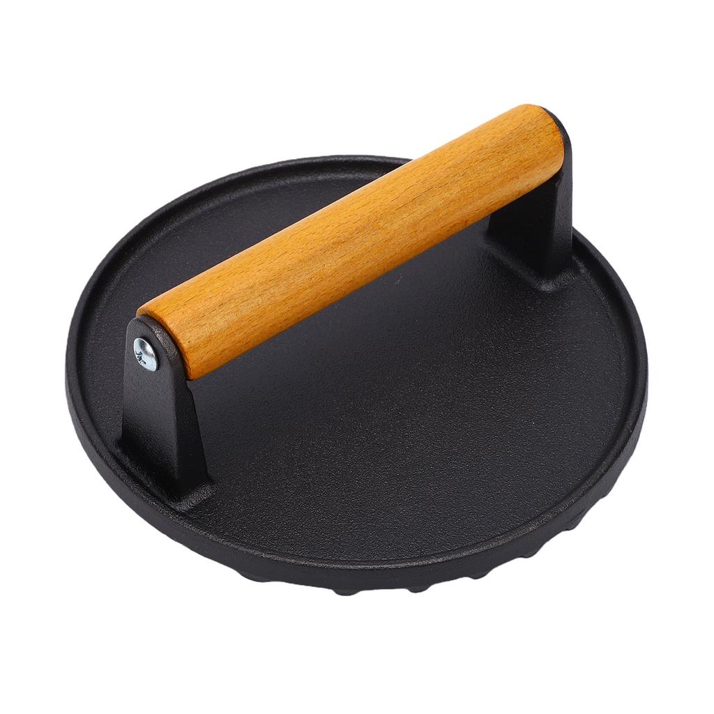 Burger Press 6.7 Inch Round Meat Hamburger Press Cast Iron Heavy Duty Burger Chopper with Wooden Handle