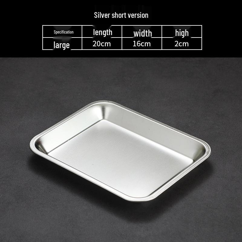Korean Style Stainless Steel Square Golden Tray: Barbecue, Dumplings, Fast Food, Snacks, Hot Pot, Vegetables.