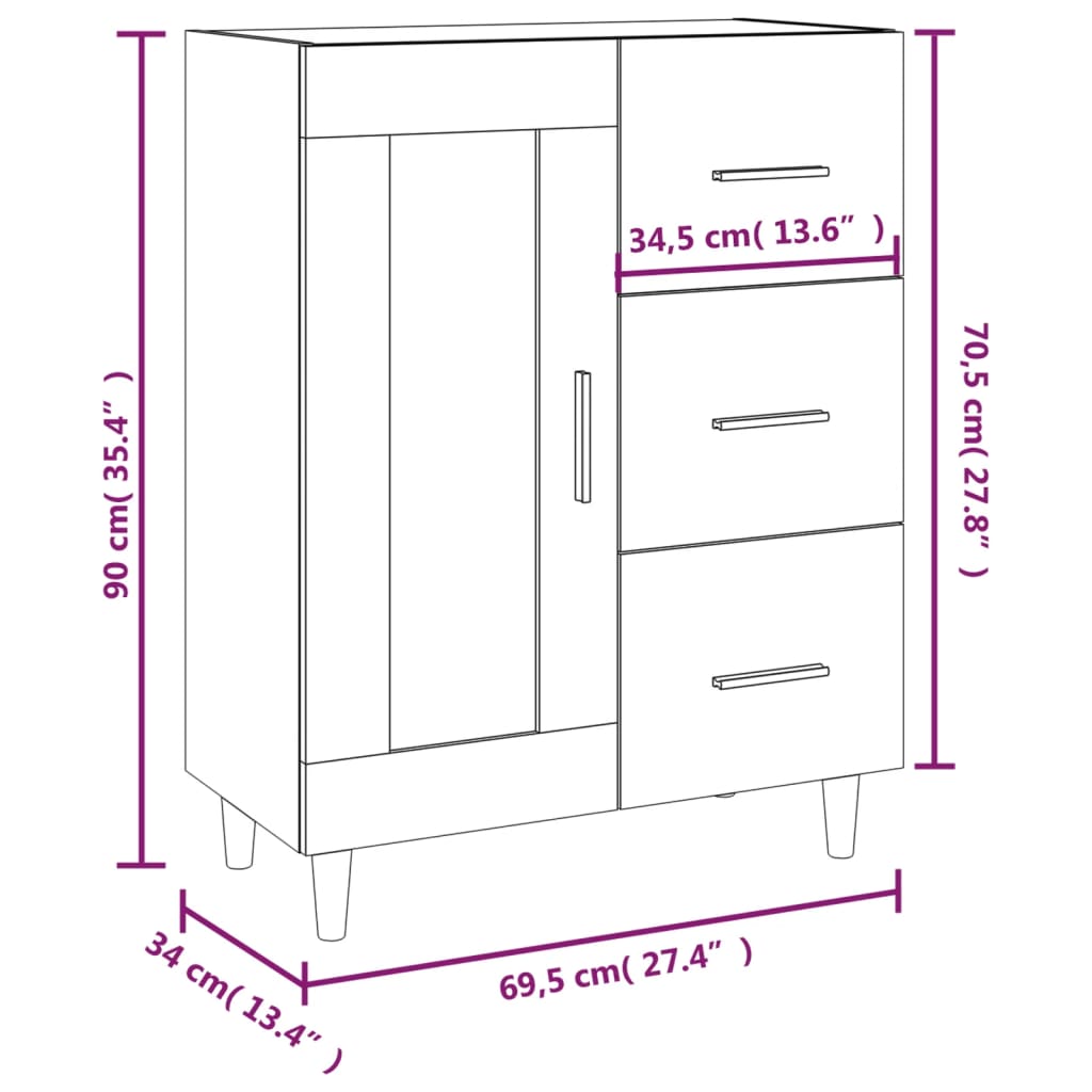 Sideboard Sonoma Oak 69.5 x 34 x 90 cm Particleboard