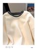 Women's Plus Size Red Round Neck Sweatshirt, Fleece-lined, Winter Layered Look, New Year Style