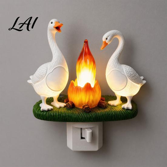 Party Atmosphere Lamp Goose Campfire Night Light 3D Small Electric Faux Flame