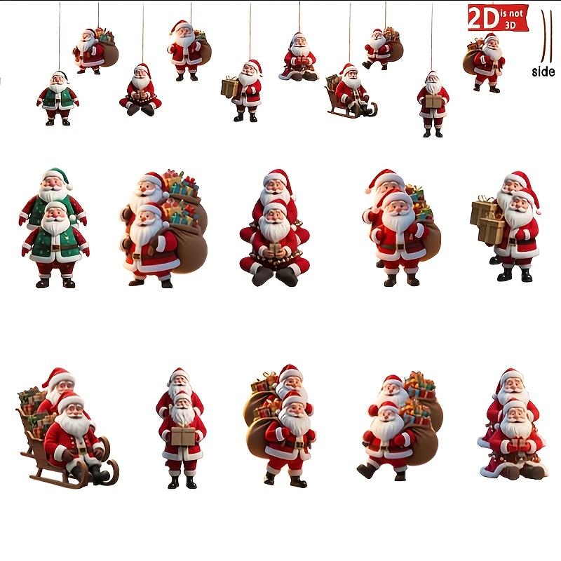10Pcs 2D Cartoon Santa Claus with Many Gifts Christmas Tree Decor Hanging Pendant Holiday Old Man Decor Xmas Hanging Accessories