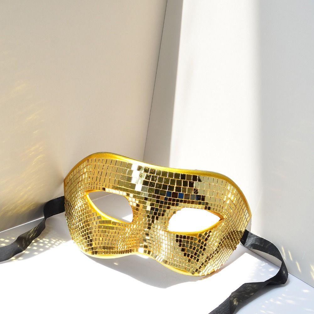 Fashion Bright Ball Glitter Face Mask Mirror Eye Covers Party Props Eye Mask Silver Masquerade Ball Mask Halloween