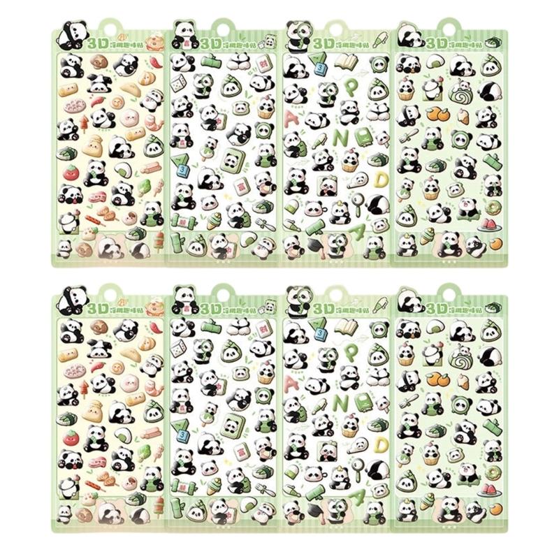 

8Sheets Safe Embossed Stickers Easy To Apply And Remove Cartoon Animal Sticker For Kids Water Bottle Stationery Decors
