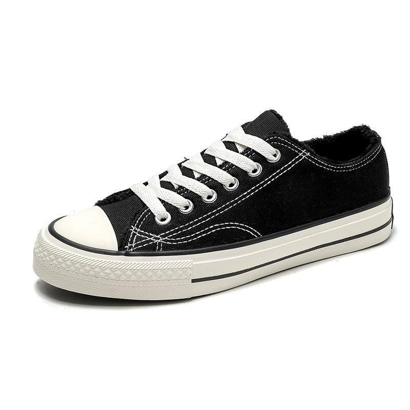 Men's Shoes Velvet Canvas Shoes Men's Autumn and Winter New Versatile Warm Two Cotton Shoes Men's Casual Board Shoes
