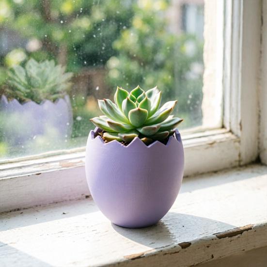 3D Printed Cracked Egg Planter Creative Eggshell Shape Flowerpot Pen Holder Storage Ornament Macaron Colors for Home Decor Gift