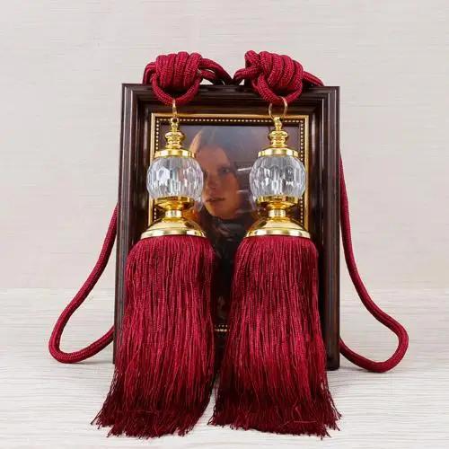 1Pair Retro Style Euro Faux Crystal Tassels Fringe Curtain Tieback Bandage Rope Window Drapes Decoration