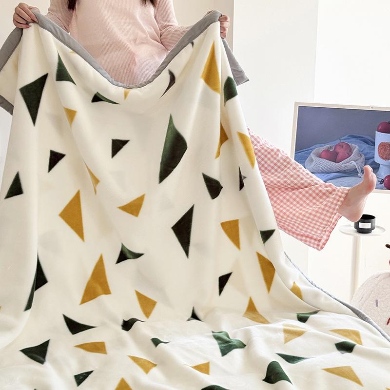 A-Class Double-Sided Printed Milk Velvet Blanket: Thickened Nap & Air Conditioning Sofa Cover