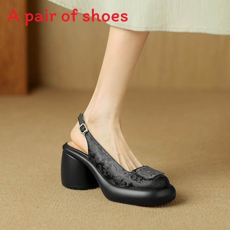 Summer Fashion Thick Heel Sandals For Women With Round Toe And Rubber Sole