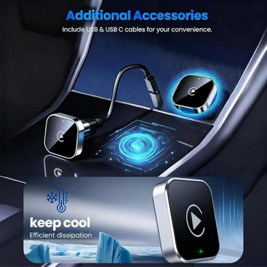New 2-in-1 Wireless Android Auto & CarPlay Adapter Box