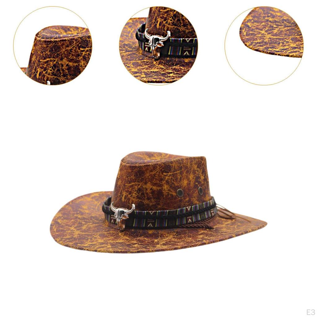 Classic Western Cowboy Hat with Wide Brim for Men's Cosplay