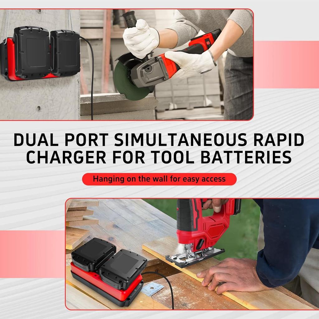 Portable Dual Ports Charger For Milwaukee 18V-20V Lithium Battery Rechargeable 48-11-1815 48-11-1820 48-11-1830 Fast Charger
