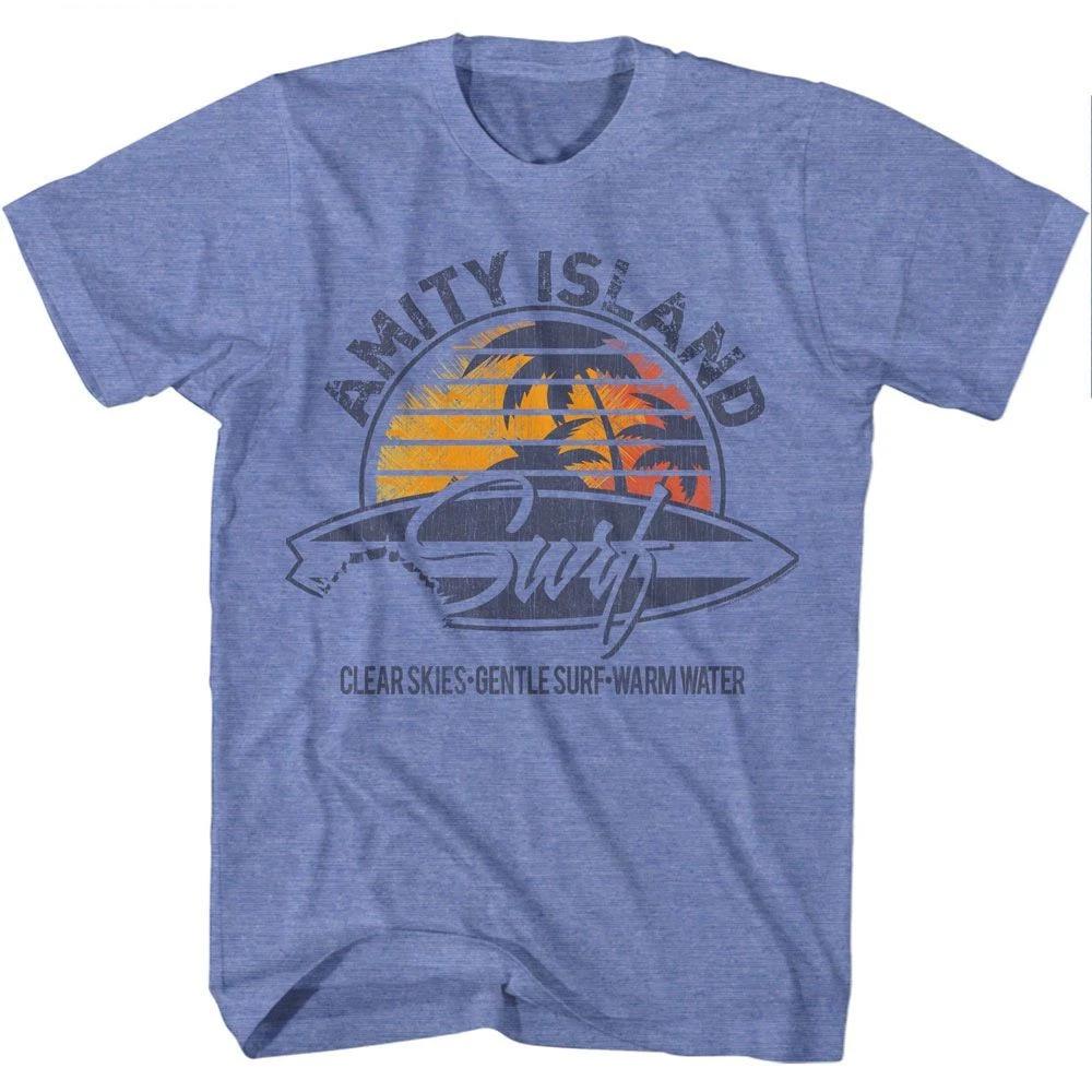 Jaws Amity Island Surf Light Blue Movie Shirt 110