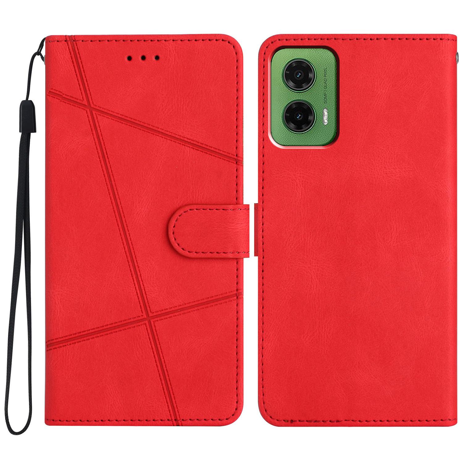 

For Motorola Moto G35 5G Case Crazy Horse Texture PU Leather Wallet Stand Phone Cover Red