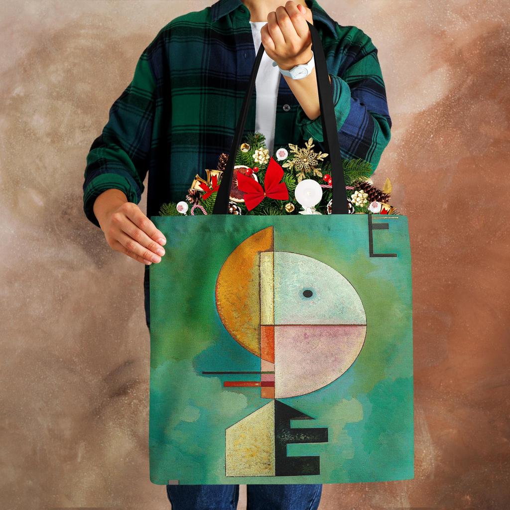 Women Handbag Linen Totes with Art Print Casual Traveling Beach Gift Bags CLE