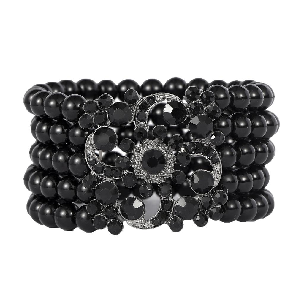 Retro multi-layer pearl diamond bracelet pearl bracelet European and American temperament evening dress versatile bracelet