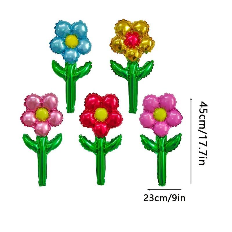 Colorful Flower Foil Balloons - Metallic Party Decor for Birthdays & Weddings,Handheld Photo Props&Atmosphere Creators
