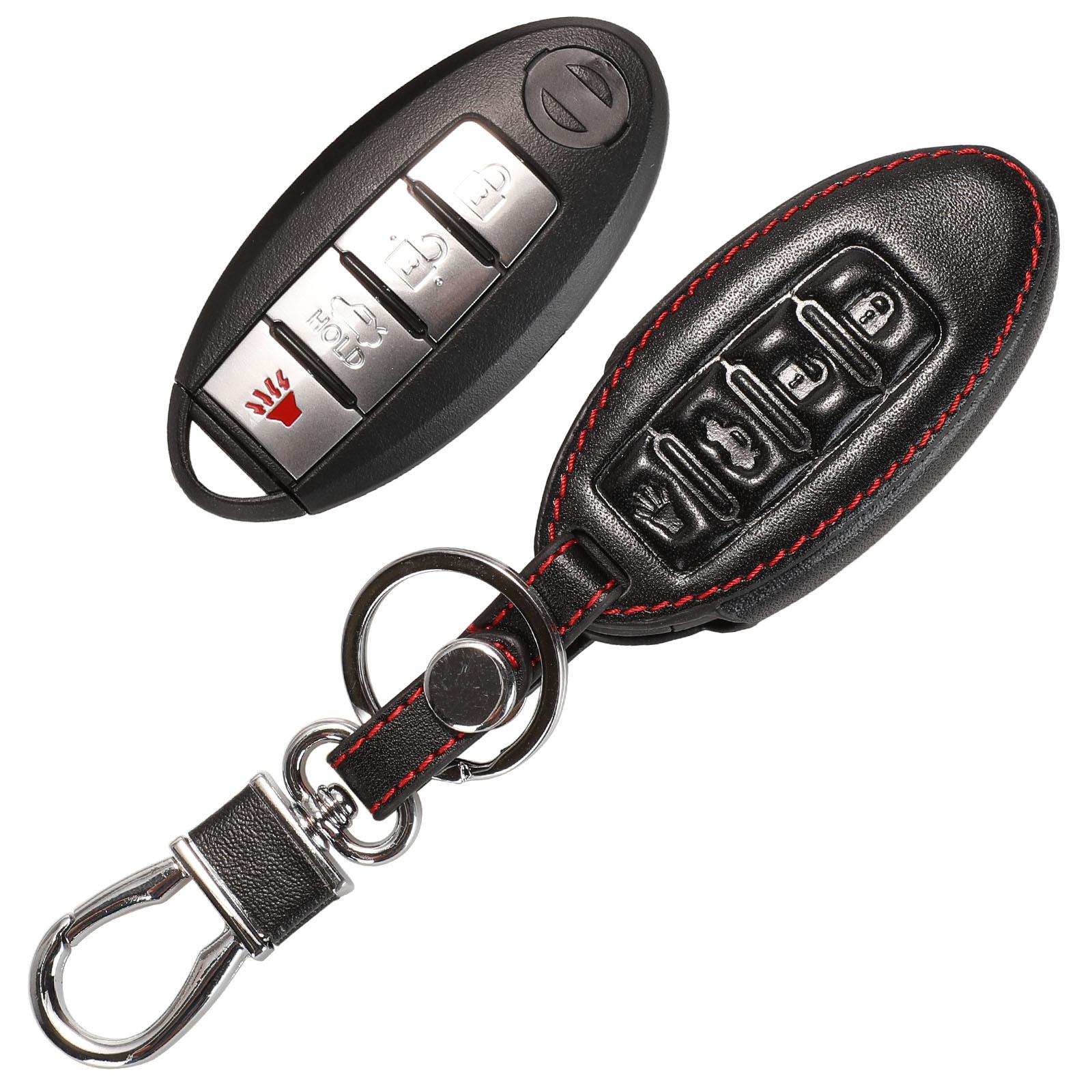 

jingyuqin Remote 3/4 кожаный чехол для ключа для nissan Qashqai J11 x-trail T31 T32 Protect Vampira Pathfinder Murano Teana Juke рубиновый