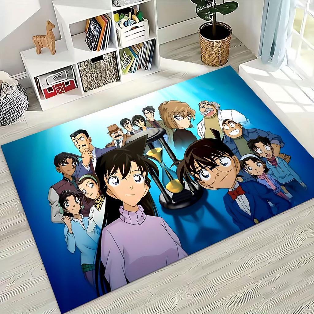 Retro Anime Detective Conan Cartoon Rug for Bedroom Living Room Sofa Home Doormat Decor,Kids Play Non-slip Floor Mat Gift