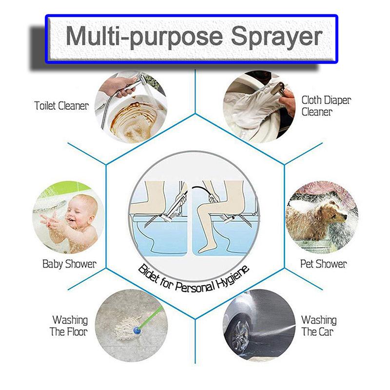 Black Stainless Steel Handheld Bidet Sprayer Set for Toilet Premium Pressurized Bathroom Shower Head with Spring Hose & Valve