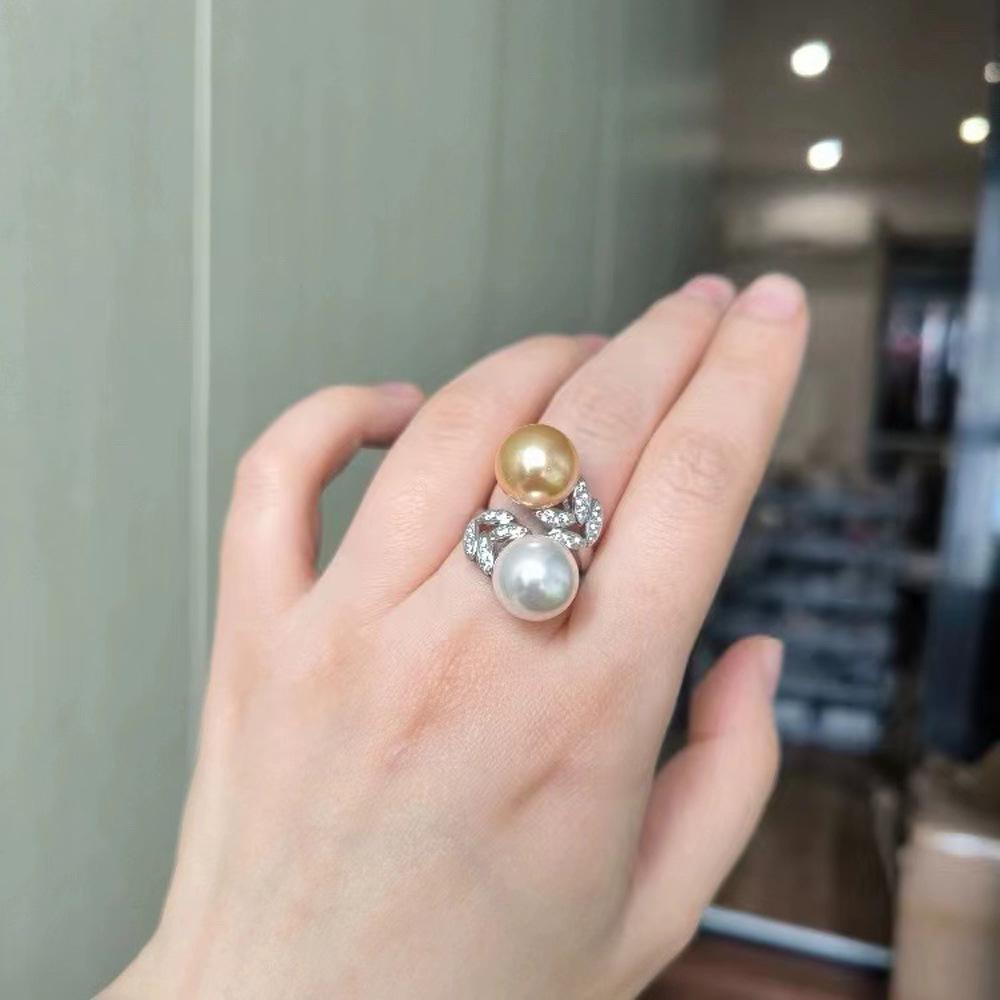 Sterling Silver S925 Double Pearl Ring Setting for 8-10mm Pearls - DIY Jewelry
