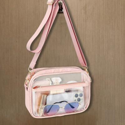 Crossbody Bag Transparent Waterproof Adjustable Strap Portable Lightweight Zipper Closure Large Capacity Phone