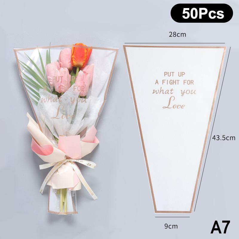 20/30/50Pcs Colorful Flower Wrappers Transparent Bag For Bouquet Flower Wrapper Waterproof Diy Gift Flower Decoration