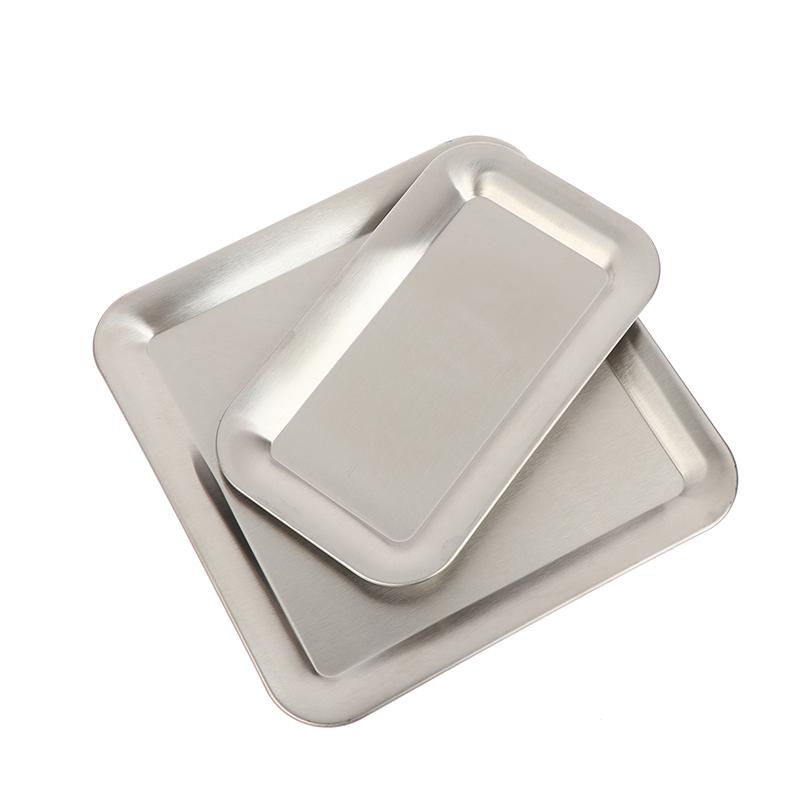 Luxury Square Rectangular Stainless Steel Serving Tray Cafe Cake Dessert Plate Storage Trays Home Kitchen Storage Table Dish