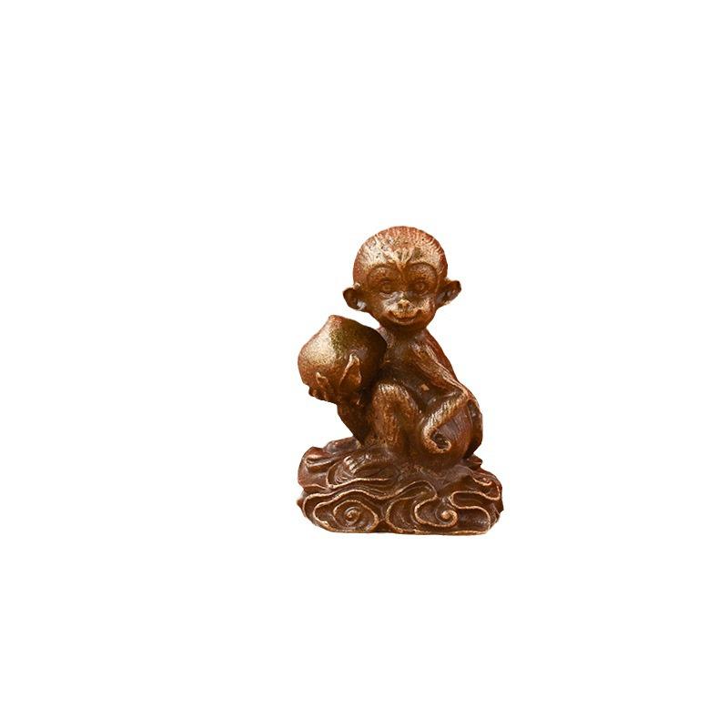 Creative Bronze Animal Model: Rhinoceros and Gorilla Ornament - Home/Office Desktop Tea Pet Decor