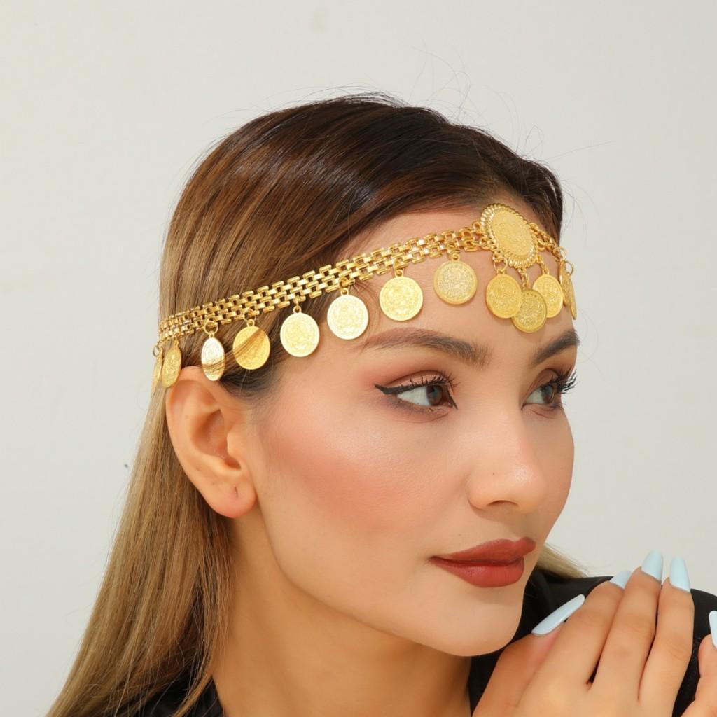 Geometric Gold Alloy Headband With Tassels For Wedding And Travel Gift