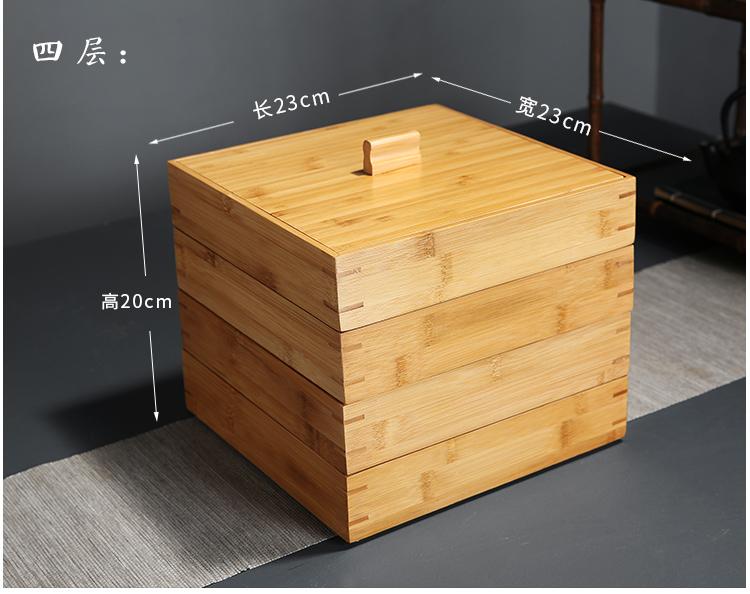 Bamboo Tea Box Square Storage Box Tea Cake Organizer Stackable Tea Cabinet Multi-layer Storage Bin Tea Organizer Tea Container