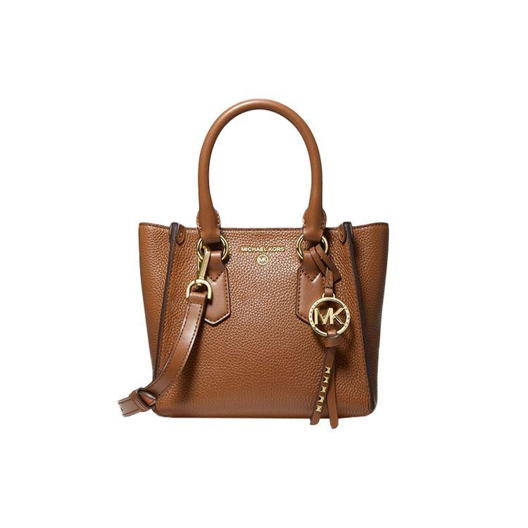 

Michael Kors MK Kris Vintage Solid Color Logo Pendant Commuter Leather Handbag Women handbags Brown 30F1G2KS1L-LUGGAGE Basic Set (Bag+Dust Bag)
