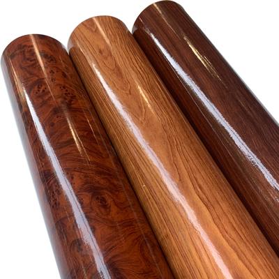 PVC Selbstklebend Glänzend Holzmaserung Texturiert Vinyl Auto Fahrzeug Folie Rolle Aufkleber Auto Heim Innenraum Dekorationen Aufkleber