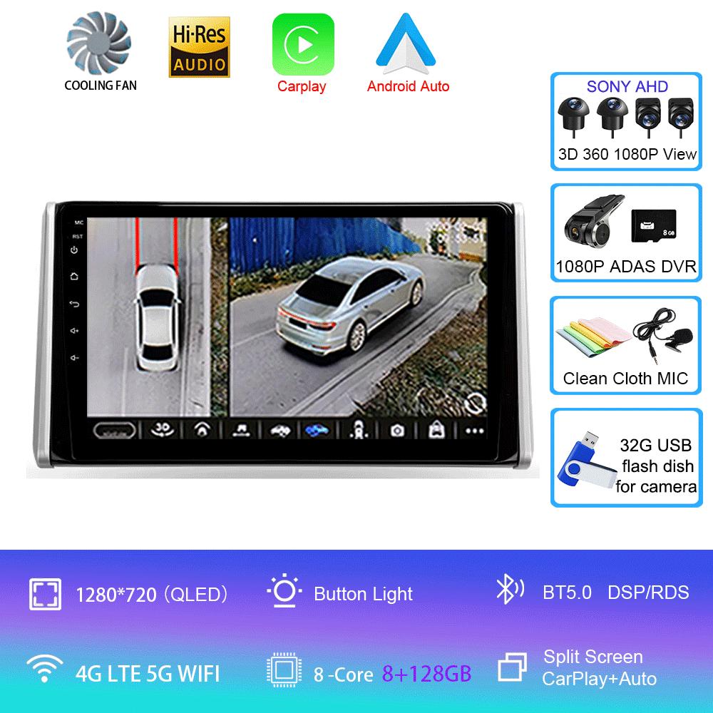 For Toyota RAV4 XA50 2018 2019 2020 Car Radio Android 14 Carplay Navigation Multimedia GPS Player Stereo WiFi+4G Video DSP 2 DIN