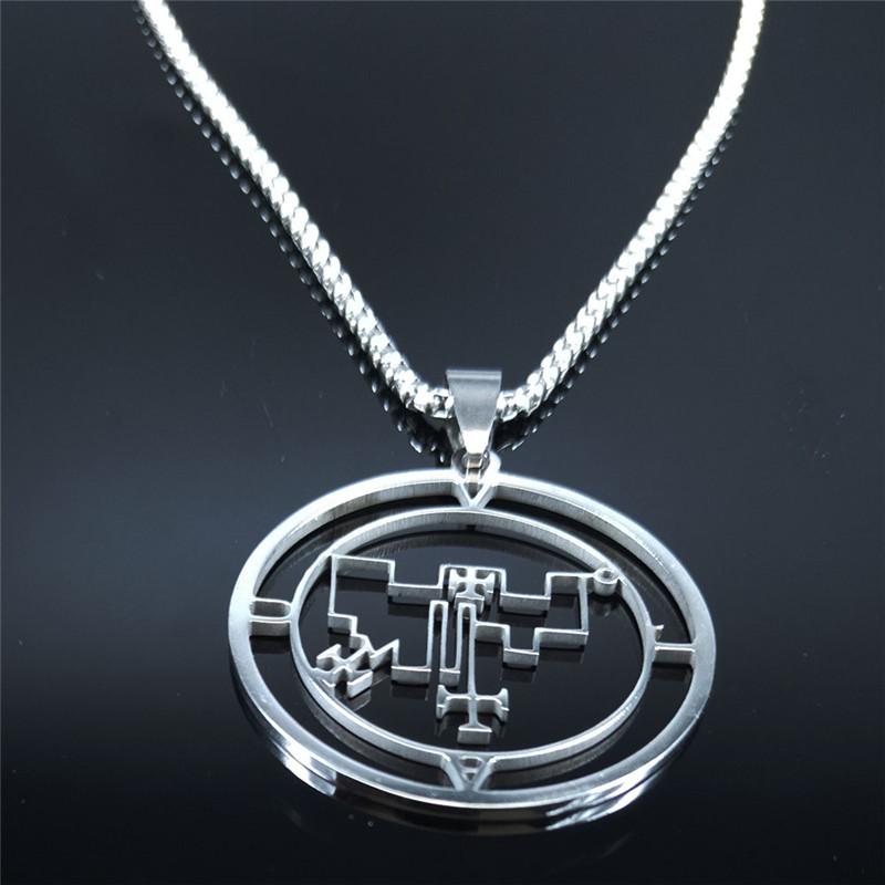Demon Seal Stainless Steel Necklace Chain Silver Color Satan VUAL Necklaces Pendants Women/Men Jewelry gargantilha N7017S03