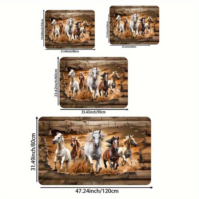 VIKAMA Vintage Wood Grain Horse Doormat Stain-Resistant And Easy-Clean Home & Outdoor Entrance Mat Home Decor