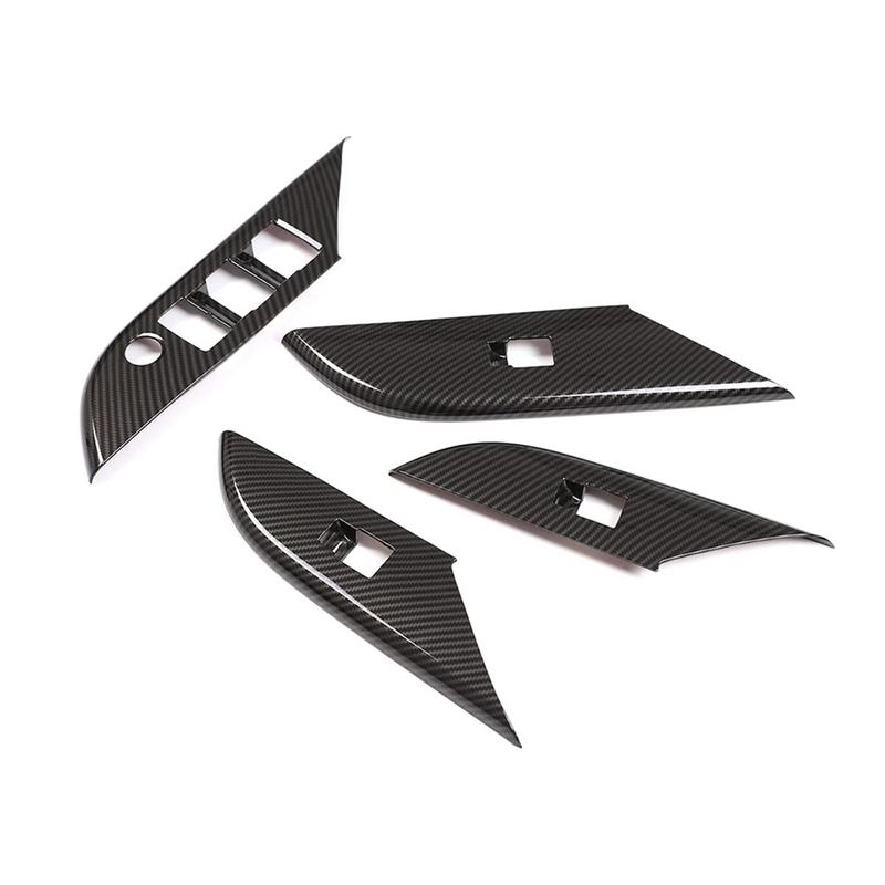 A87Q-Car Door Armrest Window Switch Panel Cover Trim for Toyota Hilux 2015 2016 2017 2018 (ABS Carbon Fiber)