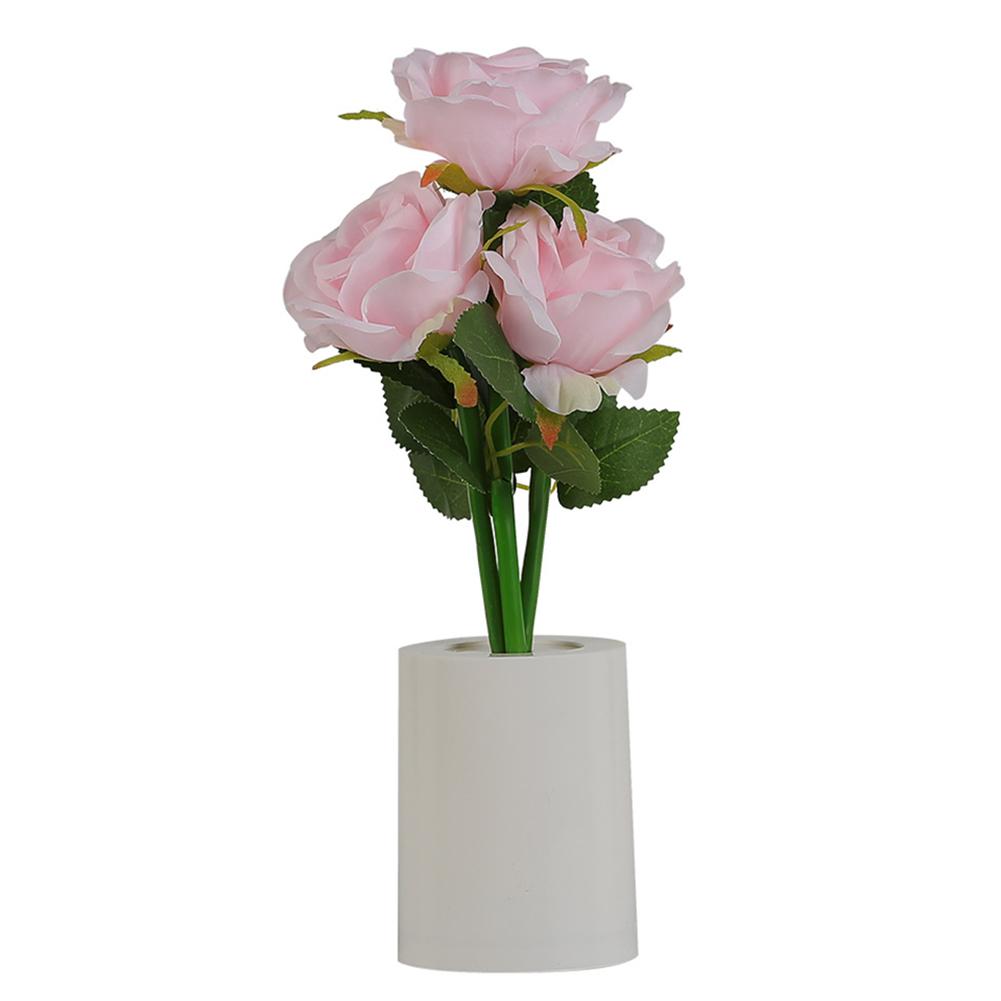 3 Head LED Chinese Rose Table Lamp Creative Bedside Night Light Simulation Flower Decorative Desk Lamp for Bedroom Living Room