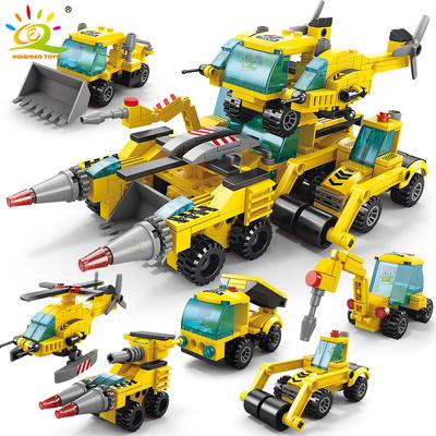461 Stück 6in1 City Engineering Bohrwagen Modell Bausteine Planierraupe Kran Auto Ziegel Set Kinder Konstruktionsspielzeug