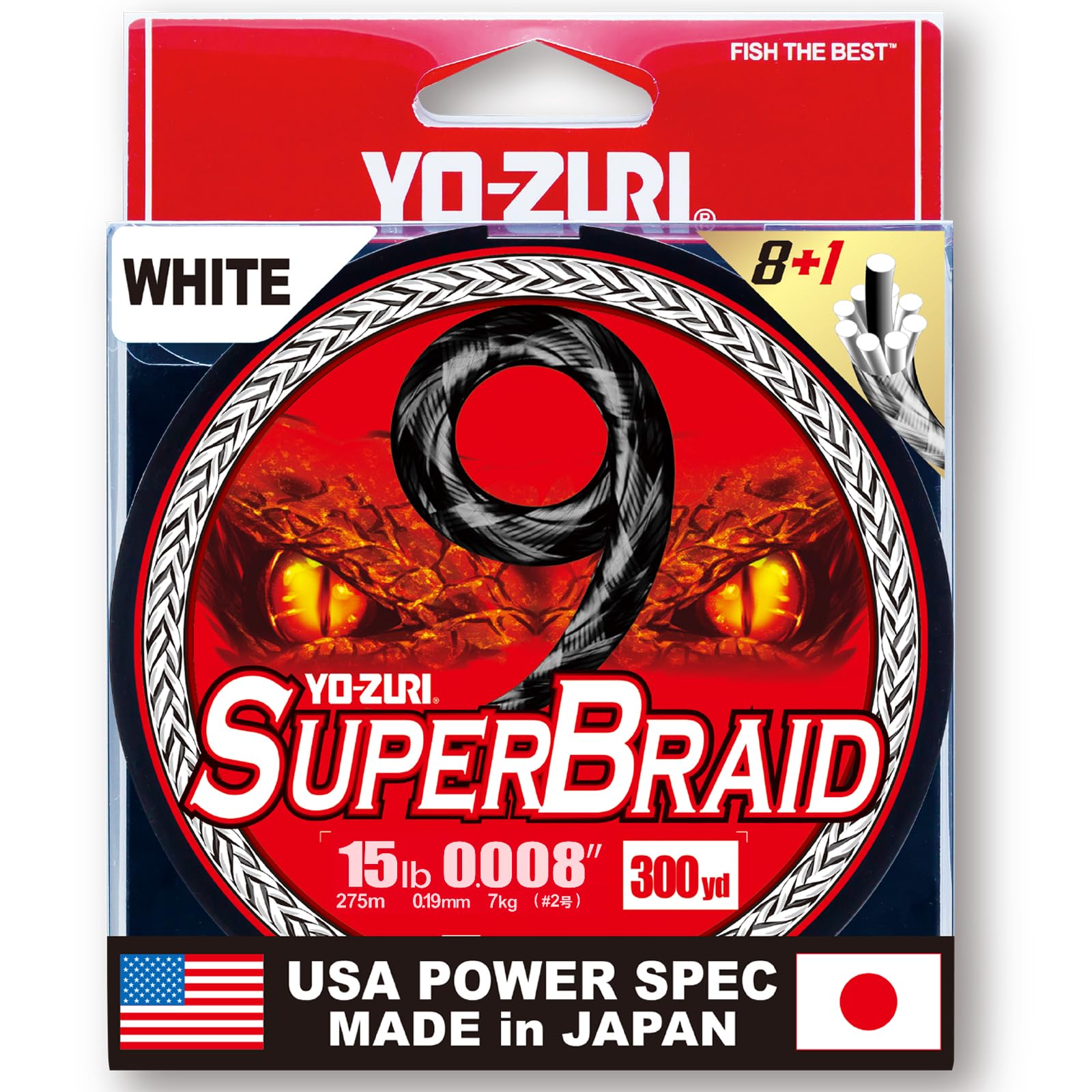 

PE Line Super Braid 9 300YDS 15Lbs White YO-ZURI Color білий