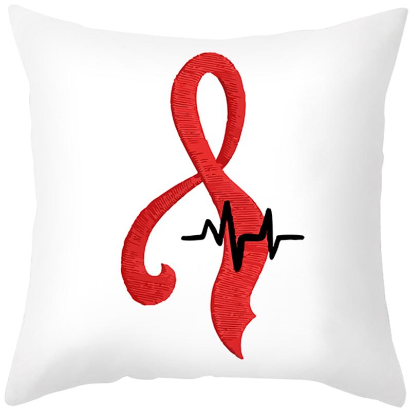 

Peach Skin Pillow Cover Letter Ribbon Printing Sofa Cushion Household Goods 40x40cm