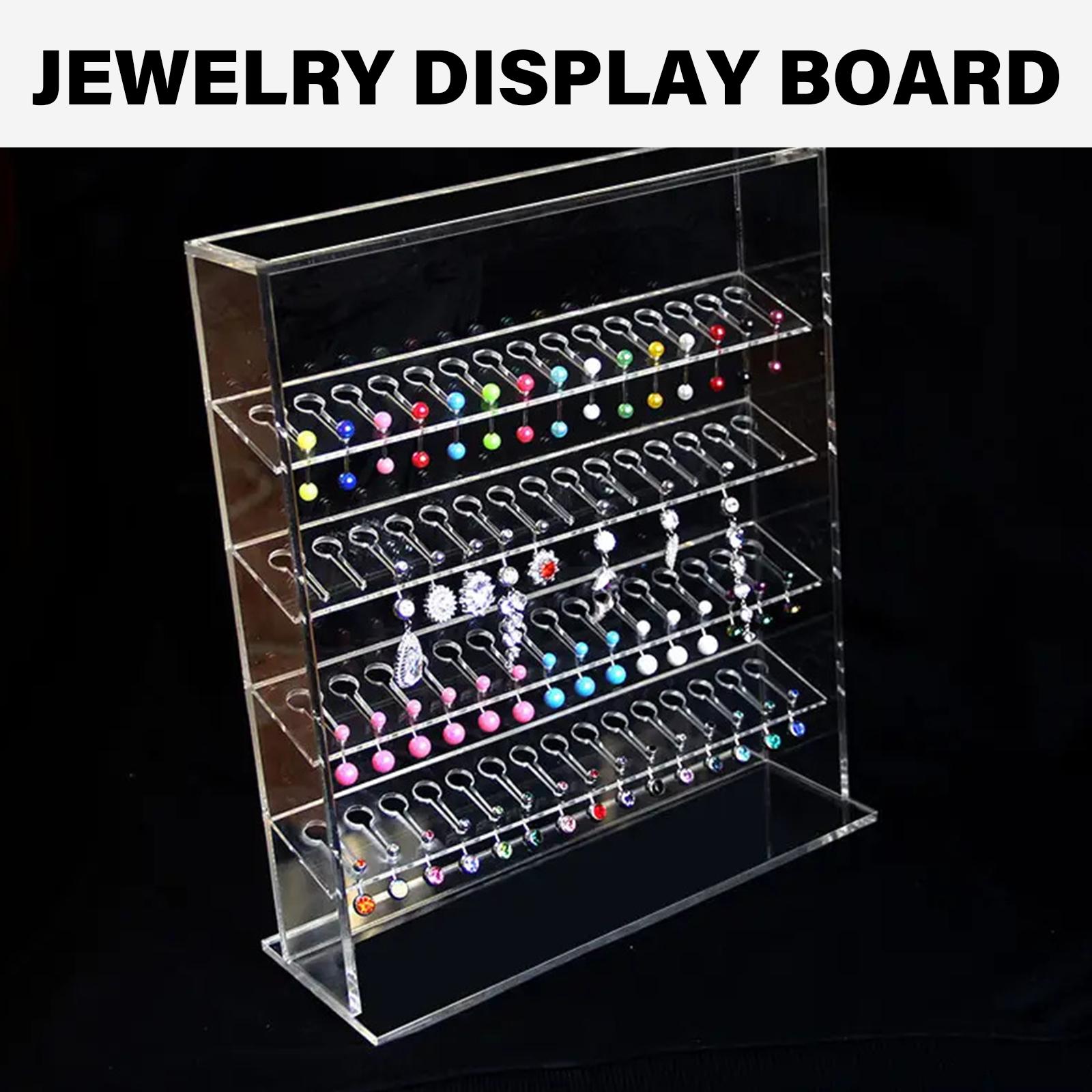 

Acrylic Transparent Jewelry Display Stand Clear Multilayer Earrings Necklaces Storage Panel Accessories Organizer